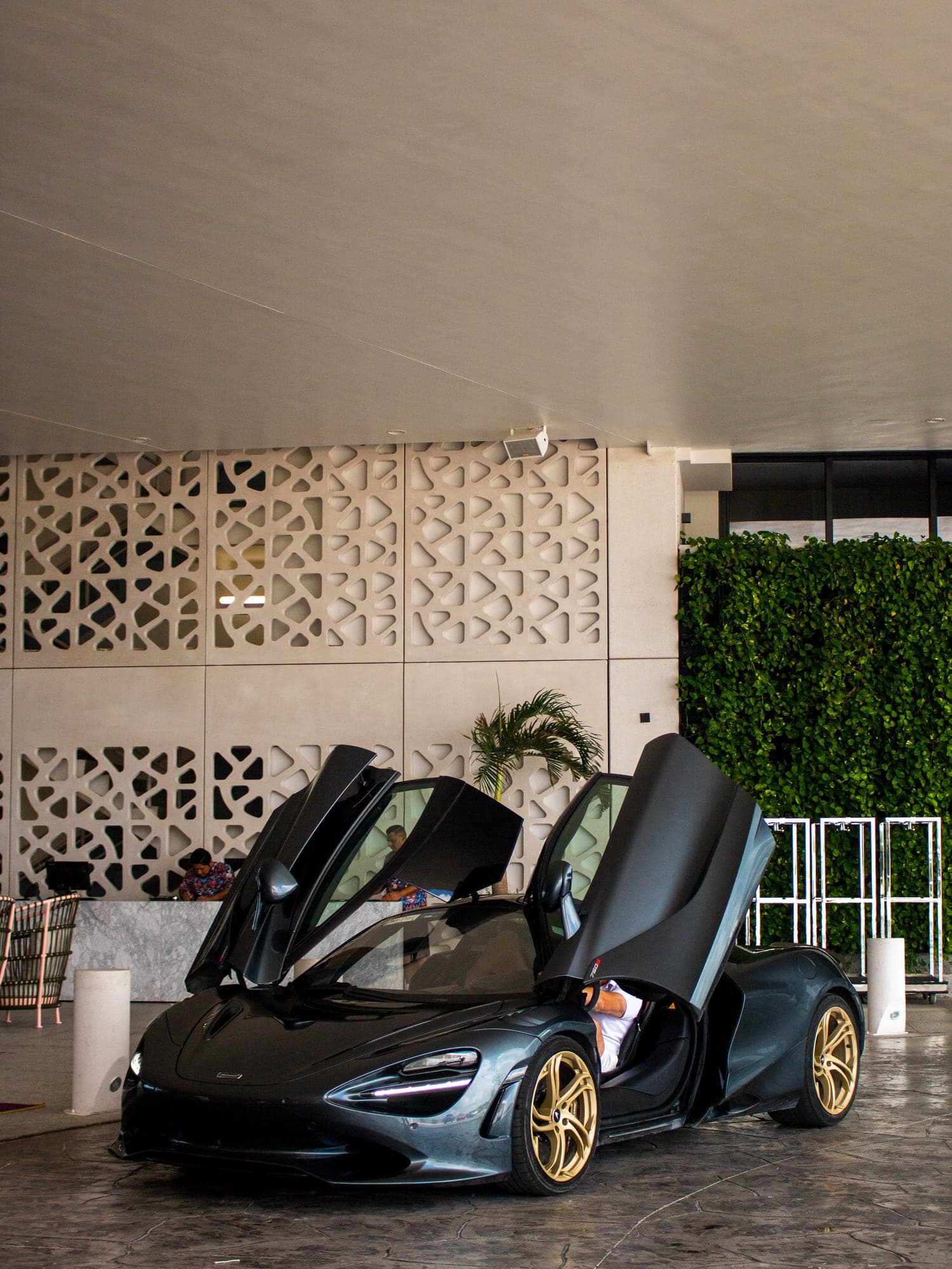 McLaren with its doors open at SLS Cancún